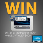 Win a Crucial MX300 275GB M.2 SSD & MX300 1TB 2.5" SSD Bundle Worth $547 from Mwave