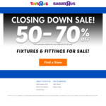 Toys "R" Us Closing Down Sale - 50-70% off toys & Baby equipment- limited stock in store only