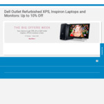 Up to 10% off Dell Inspiron, Dell XPS, Monitors (E.g Dell E2418HN Monitor $109) @ Dell Outlet