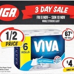 [VIC, NSW] Viva Paper Towel White 6 Pack $4 ($1.11/100 Sheets) @ Supa IGA