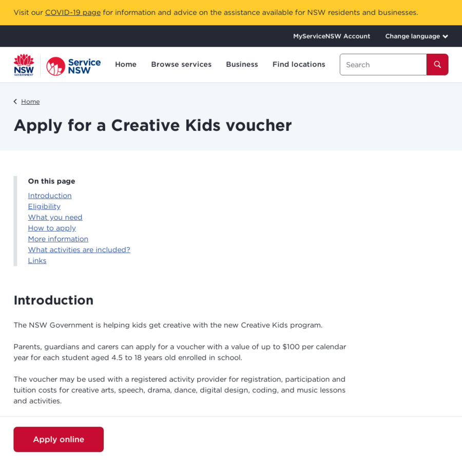 [NSW] Free $100 Creative Kids Voucher Per Eligible Student ...