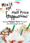 Starbucks Half Price Frappuccino from 3-5 Pm (Jan 20 to 25) at George St Syd near EventCinemas