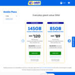 365 Day Mobile Plan 145GB - $120 (New Customers Only) @ Catch Connect