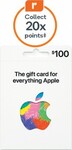 Collect 20x Everyday Rewards Points on  Apple Gift Card (Excludes $20, Limit 10 Cards Per Day) @ Woolworths