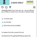[VIC] Free Car Wash @ Washed, Ivanhoe