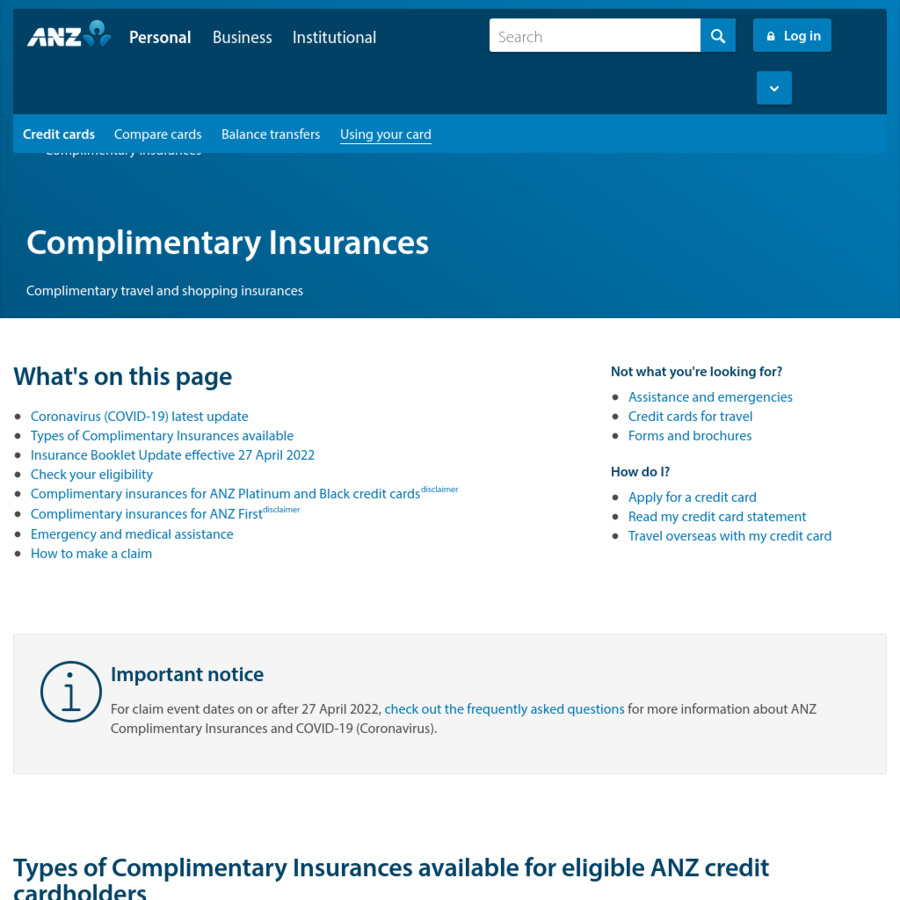 anz travel insurance eligibility
