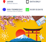 Japan 10 Days SIM $12.50, 25% off Physical SIM Cards (USA, Europe, Indonesia, NZ) & 20% off eSIMs + Free Shipping @ TravelKon
