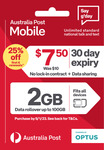 2GB 30-Day Unlimited Prepaid Mobile - $7.50 for First 6 Renewals (25% off, $10 Ongoing) @ Australia Post Mobile