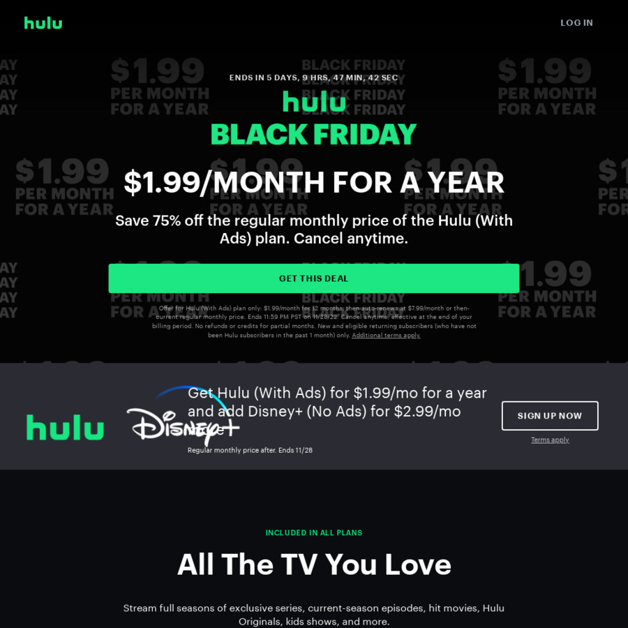 hulu (with Ads) US1.99/Month for 1 Year (A2.95/Month, Ongoing US7.