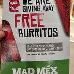 [VIC] Free Burritos @ Mad Mex (Northland)