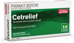 Pharmacy Action Cetrelief - Cetirizine 10mg Tablets - 10x $4.99, 30x $6.99, 70x $10.99, 140x $18.99 Delivered @ PharmacySavings