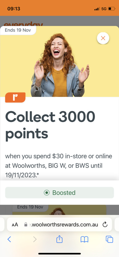 3000 Everyday Reward Points With $30 Spend At Woolworths / BWS / Big W ...