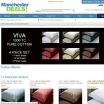 $79 for VIVA 1000 TC - Queen Sheet Set - Pure Cotton - 4 Piece Set  including Delivery