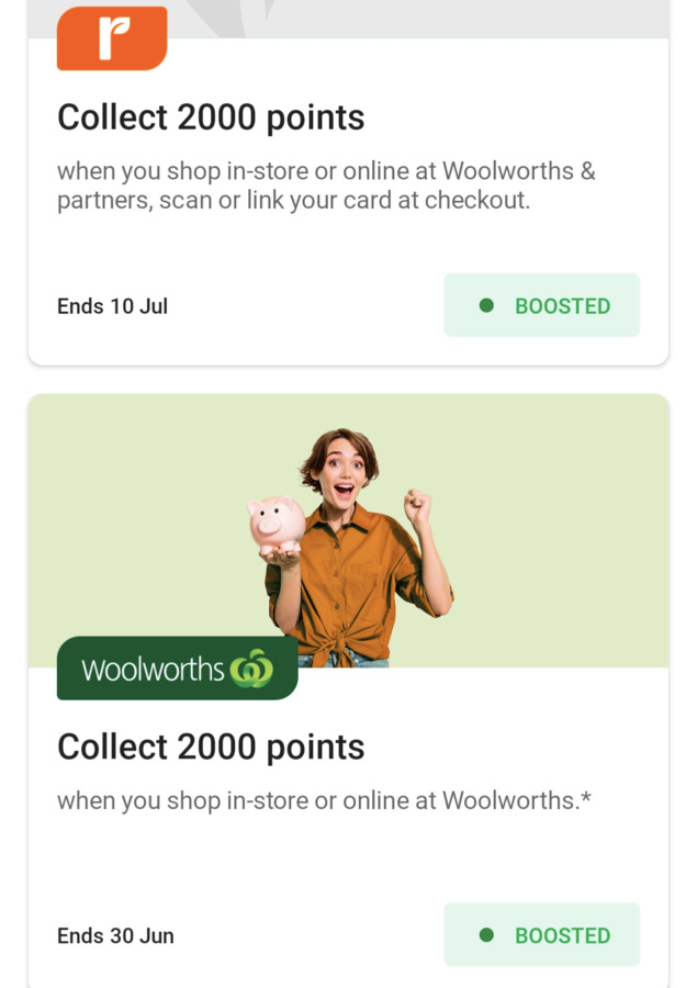2000 Bonus Points with 0.98 Spend at Woolworths, BIG W, BWS, EG or Ampol Foodary (Boost
