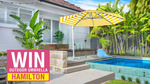 Win a Yellow & White Stripe Umbrella with White Hardware and 4x Granite Base Plates (Worth $2,700) from Wynstan