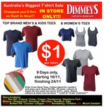 Men's, Women's & Kids Plain T-Shirt (in Store) $1 @ Dimmey's