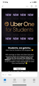 [UNiDAYS] Uber One $36/Year ($3/Month) @ UberEATS