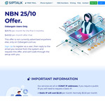 nbn 25/10 Unlimited $29.70/Month for 3 Months (CG-NAT IP, $49.50/Month Ongoing) + $2.20/Month for Static IP @ Siptalk