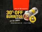 30% off Guzman y Gomez Regular Burritos or Cali Burritos - Daily from 10:30am to 2pm @ DoorDash