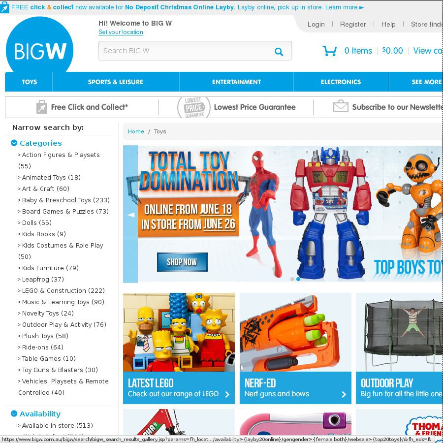 big w online toys
