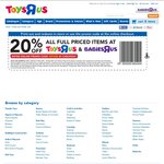 Toys R Us 20% off full priced items coupon!