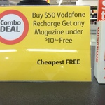 Buy $50 Vodafone Recharge Get Any Magazine under $10 for Free @ Coles