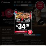Trad Pizza Pickup - $7.95, QLD Only - 30% off Delivery @ Domino's (Valid till Dec 31st)