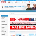 Lowes Gift Cards 20% off until 28th August