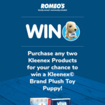 Win 1 of 9 Kleenex© Brand Plush Toy Puppies [Purchase Any 2 Kleenex Products from Any Romeos Store in NSW or SA]