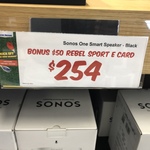 Sonos One Smart Speaker $254 (Bonus $50 Rebel Sport E-Gift Card) @ Harvey Norman