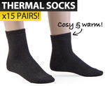 15 x Men's Extra Warmth Thermal Socks RRP $64.95! Today just $9.95! Save 85%!