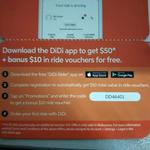 [VIC] 10 x $5 DiDi Ride Sharing Vouchers (Additional $10 With Coupon) for New DiDi Users (Melbourne)