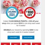 20,000 Flybuys Points or $100 off with $XX Spend Per Week for 4 Weeks @ Coles