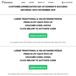 [WA] Traditional/Value Pizzas $3.95 (Pick up, Until 4pm), $4.95 (Pick up, 4pm-9pm) @ Domino's (Success)
