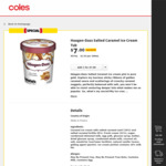 Haagen Dazs Ice Cream Varieties 457ml $7.00 (Was $11.50) @ Coles