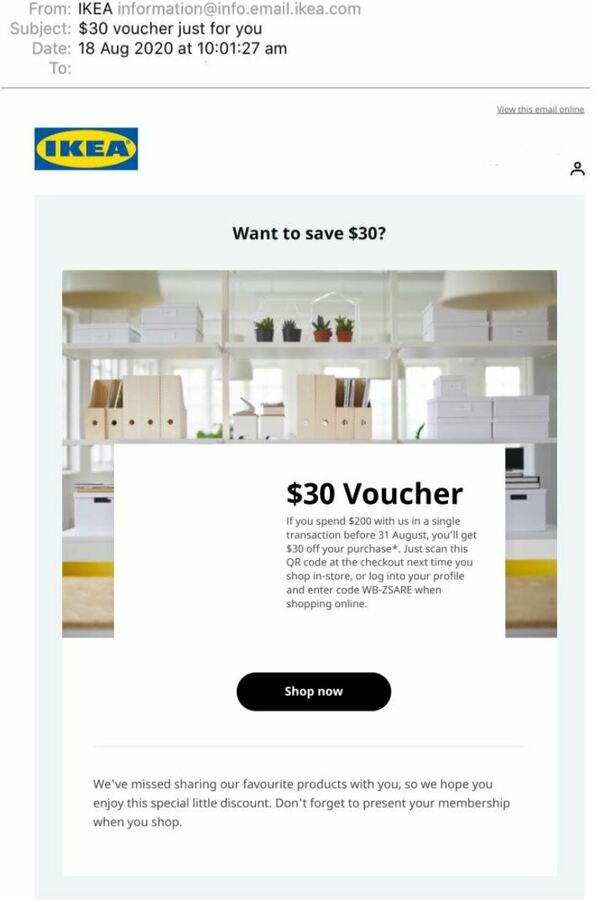 Spend 200 IKEA in a Single Transaction Get 30 off (Family
