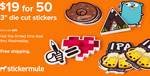Custom Stickers 76mm × 76mm Die Cut $26.50 for 50 (Shipped) @ StickerMule