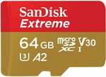 SanDisk Extreme 64GB MicroSD $12 + Delivery ($0 with Prime/ $39 Spend) @ Amazon AU