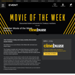 $10 Movies (Movie of The Week) @ Event Cinemas (Free Cinebuzz Membership Required)