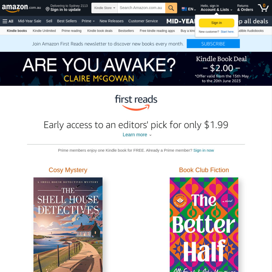 [Prime, eBook] Amazon First Reads Early Access to New eBooks and