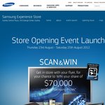 SAMSUNG Scan & Win Promotion Sydney George St up to $70,000 Worth of Samsung Prizes*