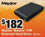 Maxtor Basic 1TB  3.5" external HDD $182 @ HN ($168 @ Westfield Garden City  store)