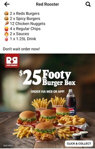 $25 Footy Burger Box Every Friday 5pm-9pm - Online C&C Order Only @ Red Rooster