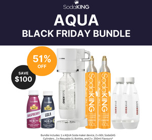 SodaKING Aqua Bundle (2 Cylinders and 2 Flavours Included) $99 + $14.50 Shipping ($0 with $150 Order) @ SodaKING