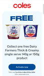 Collect 1 Free Dairy Farmers Yoghurt 140-150g at Coles @ Flybuys (Activation Required)