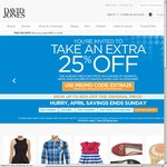 Extra 25% off Women's, Men's and Children's Fashion, Shoes and Accessories @ David Jones