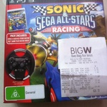 PS3 Sonic & Sega All Stars Racing Game + Wheel $6 @ BigW (in-Store Only)