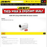 Sony 4K Action Camera $349 ($200 off) @ JB HiFi (Coupon Required) + Samsonite backpack worth$169