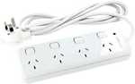 HPM 4 Outlet Switched Surge Protected Powerboard White $13.59 @ Spotlight (Bunnings Price Match $12.23)
