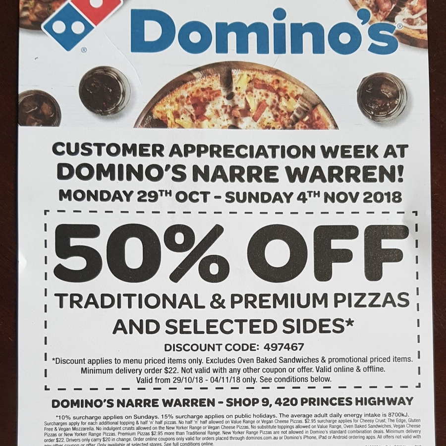 [VIC] Customer Appreciation Week 50 off Traditional/Premium Pizzas